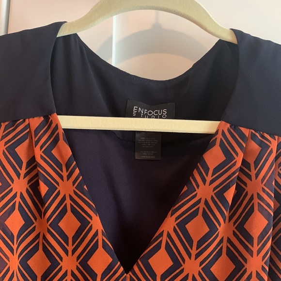 EnFocus Blue and Rust Tank Dress with Elastic Waist, size 10 - Picture 2 of 7